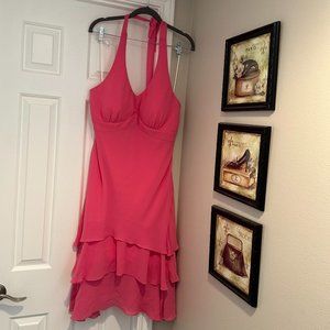 Pink Chiffon Halter Dress. Size 16.